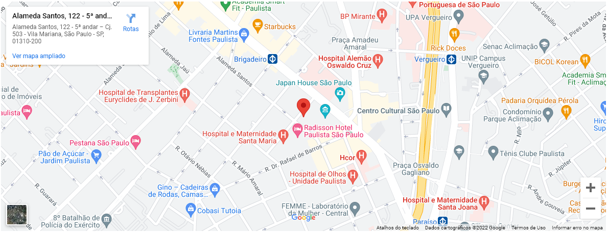 Mapa de localização da sede do IDV em São Paulo