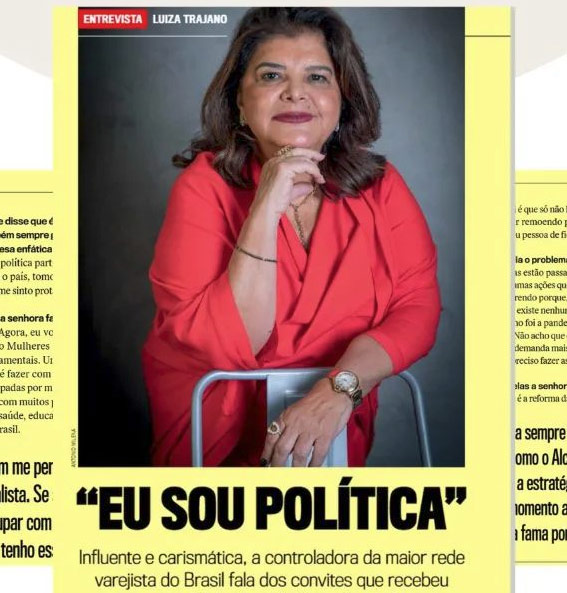 Capa da revista VEJA com entrevista de Luiza Trajano, conselheira do IDV