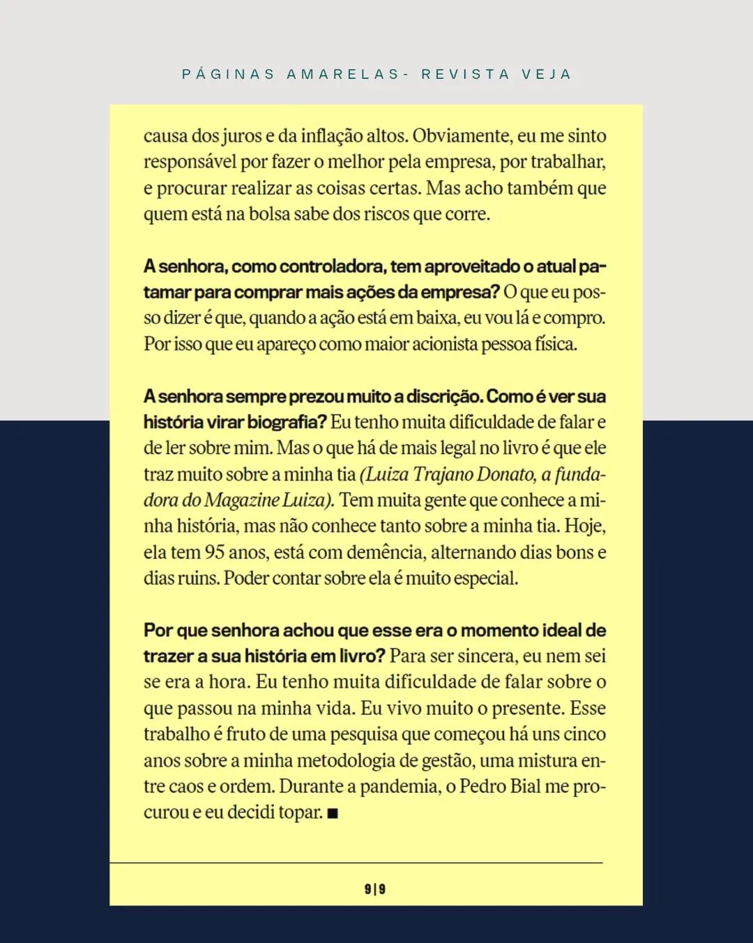 Entrevista de Luiza Helena Trajano, página 9 de 9.