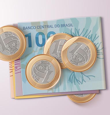 Ilustração realista notas e moedas brasileira real (Freepik)